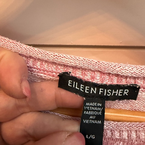 Eileen Fisher faded Pink Knit cotton top sweater round neck size Large - Picture 4 of 9